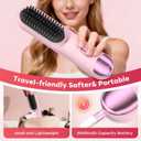 Go Brush Pro for Short Hair Hair Straightener Brush Cordless & Portable with 300M Negative Ions, 4 Temps Fast Heating, Game Day Ready Styling Tool for Watch Parties, Travel & Daily Use Nude Pink