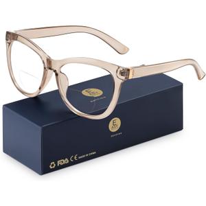 EASY READ Bifocal Reading Glasses for Women,Blue Light Blocking Computer Readers,Stylish Anti Glare Women Eyeglasses(Magnification 2.25, Brown)