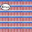 Parade Floats Foil Fringe Skirting Decorations - Pack of 6 - Each 15" x 10 Feet Long American Flag Metallic Tinsel Patriotic Garland for 4th of July, Homecoming
