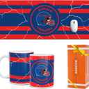 Football Fan Coffee Mug Cup and Large Desk Matt for Desktop Buffalo Themed Merch Fan Shop Men Women Sport Stuff Apparel Memorabilia Decor Bill Team Bf Boyfriend Novelty Cool Special Present Funny Gift