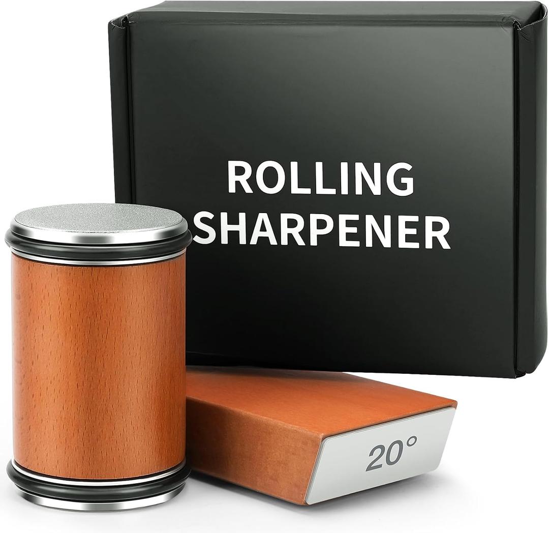 Rolling Knife Sharpener Kit,Knife Sharpener Tool,15 & 20 Degree Sharpening for Kitchen Knives, Rolling Sharpener for Knive is Suitable for Any Kitchen Roller Knife Sharpener
