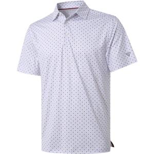 Golf Shirts for Men Dry Fit Short Sleeve Print Performance Moisture Wicking Polo Shirt (White), 5XL