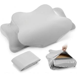 Cooling Cervical Pillowcase Cover with Envelope Closure (Only Pillow Case) Ergonomic Neck Pillowcase Smooth Soft Cool Pillow Cover for Side Back Stomach Sleepers(Gray, Standard Size)