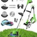 21V Weed Wacker Cordless,Weed Eater String Trimmer with 2x5.0ah Battery and Charger,3-in-1 Brush Cutter Weed Cutter Lawn Edger with 3 Types Blade & Wheels Lightweight for Garden & Yard Lawn