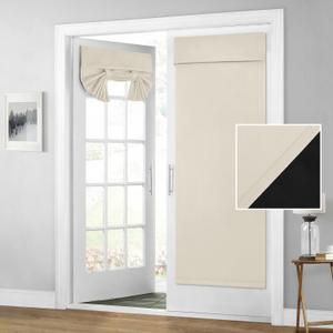 HOMEIDEAS 100% Blackout French Door Curtains, Privacy Door Curtains for Window, 26 X 68 Inch Room Darkening Blinds, Thermal Insulated Window Shades for Bedroom, 1 Panel, Beige