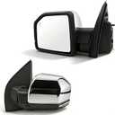 FL3Z17683PC Left Dual Power Mirror 16+4 Pin Camera Chrome for Ford F150 2015-2018; Driver Side Miror with Memory/Heated/Power Folding/Turn Signal/Puddle Lamp/Side Marker/Blind Spot