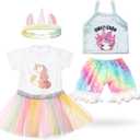 Set of 2 Summer Teddy Bear Clothes Cap & Gow Outfit Fits Make Your Own Most 14" - 18" Bear Plush Stuffed Animal Outfit Pet Dog Doll Cap and Gown Build a Bear Clothe (Unicorn Style, Fit 14"-18")