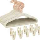 Kids Velvet Hangers 30 Pack, 14 Inch Non-Slip Felt Kid Hanger for Toddler/Youth/Teen, Slim Space Saving Child Hanger for Baby Closet, Heavy Duty Children's Hangers with 10 Clips - Beige