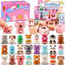 Valentines Day Gifts for Kids, 24PCS Prefilled Valentines Box with Animal Squishy Toys, Valentines Day Gifts for kids Classroom, Valentines Exchange Gifts for Girls Boys School