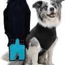 Suitical Recovery Suit for Dogs - Comfortable Post-Surgery Suit with Hold-Up System for Spay, Neuter, Skin Issues - Breathable, Cone-Free Option - Medium, Black - Neck to Base of Tail: 21.7 - 27.2 in