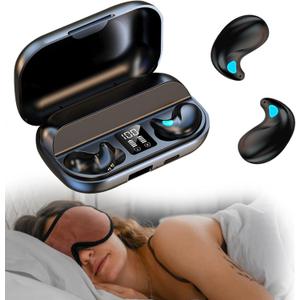 Flat Invisible Sleep Wireless Earphone IPX5 Waterproof Thin Invisible Sleep Earbuds for Side Sleepers Sleep Ear Buds Smallest Tiny Small Mini Discreet Earbud for Sleeping Invisible Headphones (Black)
