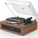Record Player Turntable for Vinyl Records Built-in 4 Stereo Speakers All in 1 Vinyl Player Belt Drive Turn Table MM Cartridge ATN-3600L Stylus 33 45 Speed BT Wireless High Fidelity Classic Brown
