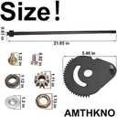 738-0919B Steering Shaft and 617-04094 Sector Gear Kit for MTD Troy Bilt 753-04517 738-0919 738-0919A, With 948-0389 710-1309 Steering Rod Cap, Screw and 941-0656A 741-0656A Pinion Gear & Bushing