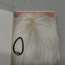 Flufymooz Real Human Hair Toppers for women, 10 Inch Clip in Bangs 100 Human Hair Toppers for Thinning Hairpiece, Cover Hairpiece with 150% Density Silk Base-Silver White