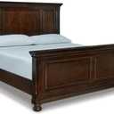 Signature Design by Ashley Porter Traditional King Panel Bed, Foundation or Box Spring Needed, Dark Brown