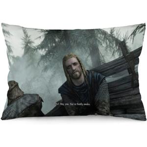 Hey You You're Finally Awake Pillow Covers 12"x20" Video Game Lover Home Decor Pillowcases Bedroom Office Living Room Couch Car Sofa Cushion Cover (Black)