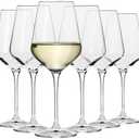 Krosno Large White Wine Glasses Set of 8, 13.2 oz, Avant-Garde Collection, Crystal Glass,Long Stem Wine Glasses for Wines and Cocktails, Glass Set for All Occasions, Dishwasher Safe, Made in Europe
