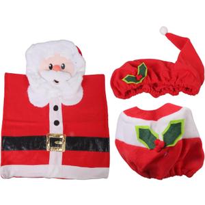 LEIQI Christmas Bathroom Decoration Set 4Pcs with Toilet Cover, Rugs, Cover Paper Box Cover Festive Indoor Party Decor