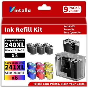 240XL 241XL Ink Refill Kit for Canon 240 and 241 Ink Cartridges Compatible for Canon PIXMA TS5120 MG2120 MG3620 MG3520 MG3522 MX452 MX472 MX512 (3BK/2C/2M/2Y, Ink Cartridges Not Included)