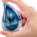 American Eagle Teardrop Keepsake Mini Urn for Human Ashes  Eternal Small Metal Memorial Funeral Urn for Men & Women, Holds 3 Cubic Inches, Patriotic Eagle Design with Velvet Bag