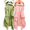 2-Pack Animal Hooded Bath Towels for Babies & Kids 0-6 Years, 50x32 Inch Ultra Soft Coral Fleece Baby Towel Set, Super Absorbent, Bath Time Essentials with Cute Animal Ears, Gift Ready