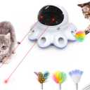 ORSDA Cat Laser Toy, 2-in-1 Interactive Automatic Motion Activated Moving 8 Holes Whack A Mole Feather, USB Rechargeable Electronic Smart Sensor Kitten Toys for Indoor Exercise (Periwinkle)