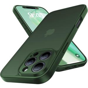 Shockproof for iPhone 16 Pro Max Case, [Camera Protection] [Military-Grade Drop Protection] Protective Anti-Yellow Slim Translucent Skin-Friendly for iPhone 16 Pro Max Phone Case, Forest Green