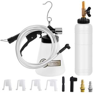JIFETOR Pneumatic Vacuum Brake and Clutch Fluid Bleeder Tool Kit, Car Truck Motorcycle Brake Oil Change Set with Extractor and Refill Bottle, 4 Master Cylinder Adapters, 2 Air Quick Plugs
