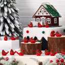 Pinkunn 100 Pcs Mini Resin Cardinal Bird Figurines Decoration Tiny Red Cardinal Bird Figurines Christmas Ornaments for Gift Xmas Miniature Garden Crafts Cake Topper Christmas Decoration