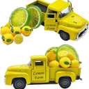 Lemon Truck Decor with Mini Fake Lemons, Vintage Metal Farmhouse Tiered Tray Decor for Home Kitchen, Summer Lemon Tabletop Centerpiece, Lemonade Stand Decorations,1 Set