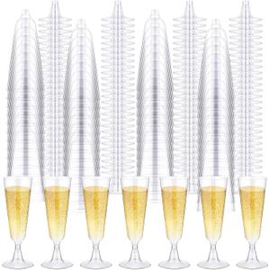 Nuenen 500 Pcs Plastic Champagne Flutes Bulk 5 oz Disposable Clear Champagne Glasses for Parties, Mimosa Bar, Events, Christmas, Wedding and Shower Party Supplies