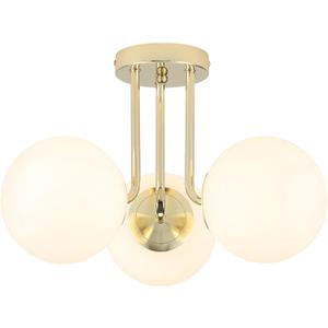 Gold 3-Light Semi Flush Mount Ceiling Light Fixtures, Modern Mid Century Lights for Dining Room Bedroom, Living Room, Hallway, Foyer