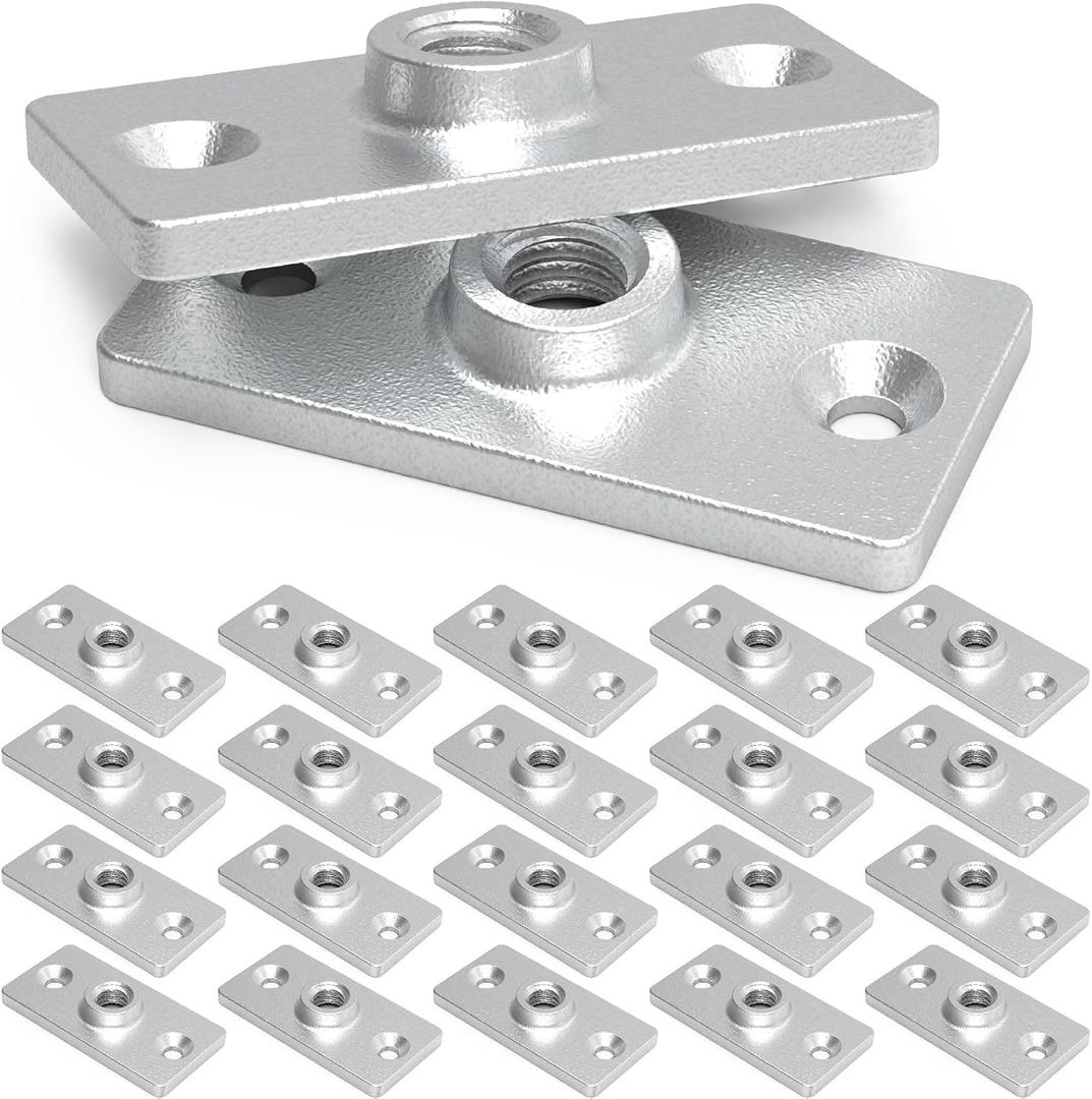 20 Pcs Ceiling Flange Hangers for 3/8 in. Threaded Rod DIY Plumbing, Industrial Decor Project, Galvanised Ceiling Flange Hanger Plate