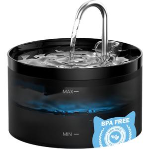 Cat Water Fountain: Dog Bowl Fountains - Automatic Pet Dispenser - Dogs Drinking Waterer Bowls Indoor - Auto Watering Dish Supplies - Easy Cleaning Animal Machine - Quiet 67oz/2L Kitty Drink Fountain (Black-2L-1 Filters +1 Sponges)