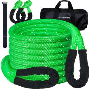 Kinetic Recovery Tow Rope 5/8" x 20ft, 38000lbs Snatch Strap,Heavy Duty Stretch Nylon Towing Ropes with 2pcs Soft Shackles for Offroad Vehicle,Jeep, SUV, ATV, UTV
