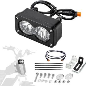 Compatible fits Ridstar Q20 Ebike Headlight, 6500K 20W Super Bright Waterproof LED Light for Ebike, 3 Pin Universal 12V-60V for Ebike, Motorcycle, ATV