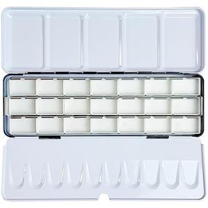 FCLUB Empty Watercolor Palette Paint Tin with 21Pcs Watercolor Full Pans