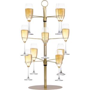 Metal Drink Tower for Parties - 3 Tier Champagne Glass Holder with 12 Brackets for Bar Stand or Cocktail Tree Stand