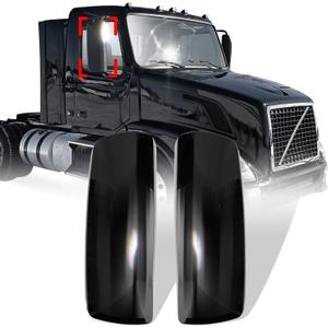High Soar Black Door Mirror Cover for Volvo VNL 2004-2017, Side Mirror Cover Replacement for Volvo Trucks Driver Left Passenger Right Side Semi Truck Accessories, Small