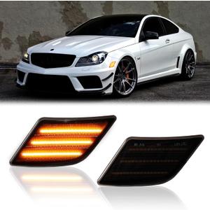 LED Side Marker Lights for 2008-2011 Mer'cedes-Benz Pre-LCI W204 C250 C300 C350 & 2008-2013 C63 AMG & 2005-2007 SL66 AMG, Smoked Len 2PCS (Amber)