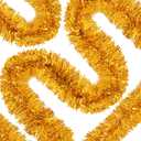 50 Ft Christmas Tinsel Garland Gold Thick Tinsel Garland Xmas Tree Decorations Metallic Tinsel Twist Garland for Christmas, Birthday, Party Decor Indoor Outdoor Party Supplies