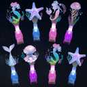 36Pcs Mermaid LED Finger Lights Mermaid Party Favors Glow in the Dark Light Up Finger Lights Ocean Themed Toys Bulk for Under The Sea Birthday Party Goodie Bag Stuffer Birthday Gifts Classroom Prize