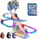 RCOOS Penguin Climbing Toy Set Electric Light Slide Climbing Toys for Automatic Stairs,Playful Santa Race Game Christmas Roller Climbing Toys with LED Light and Music for Toddlers Boys Girls