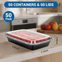 50-Pack 24 oz Reusable Meal Prep Containers 1 Compartment Food Storage Containers with Lids, Bento Box, Stackable, Microwave/Dishwasher/Freezer Safe, BPA Free
