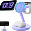 2026 3 in 1 Charging Station for Apple iPhone AirPods Watch with Mag-Safe Charger Wireless Charger Stand for iPhone 17 16 15 14 13 12 Series AirPods iWatch Series - Gifts for Wife & Husband(Purple)