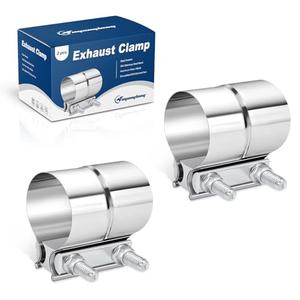 2.0 Inch Exhaust Clamp, Lap Joint Band Clamp 304 Stainless Steel for Pipes,Mufflers,Catalytic Converters - 2 Pack