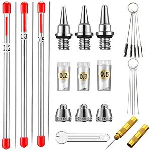 21 Pieces Airbrush Nozzle Cap Kit Airbrush Needle Replacement Parts Airbrush Needles with Wrench and Airbrush Cleaning Kit Replacement Part for Airbrush Sprayer Accessories, 0.2/0.3/0.5 mm 21 Pieces Airbrush Nozzle Cap Kit Airbrush Needle Replacement Parts Airbrush Needles with Wrench and Airbrush Cleaning Kit Replacement Part for Airbrush Sprayer Accessories, 0.2/0.3/0.5 mm