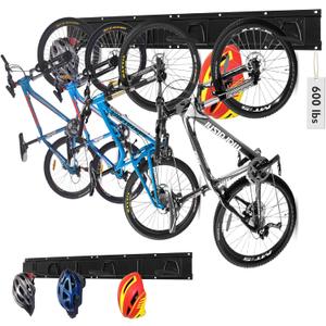 HORUSDY Bike Storage Rack, 6 Bike Racks and 6 Helmets Hooks, Wall Mounted Bike Storage Rack, Max capacity 600lbs