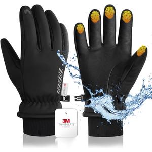 RIGWARL Waterproof Gloves for Cold Weather with 3M Thinsulate, Extreme Cold Winter Snow Glove 7 Layer Thermal Men Women/Youth (Black)