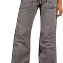 Flamingals Straight Leg Pants for Women Drawstring Waist Mid Rise Casual Solid Seam Detail Pants Gray L